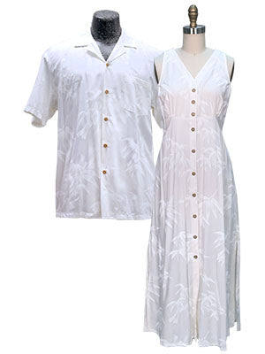 Bamboo Garden Wedding White Hawaiian Shirt and Dress