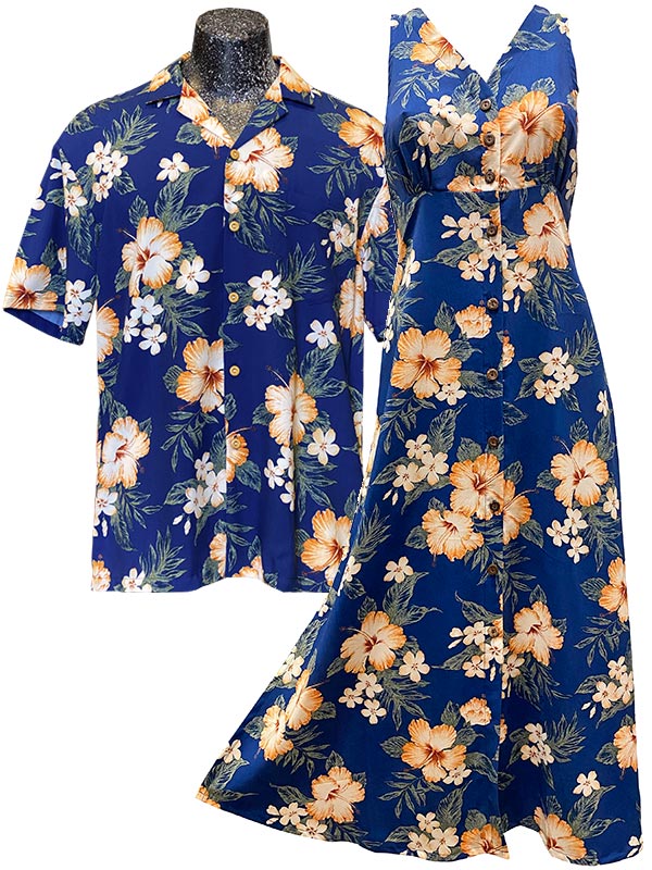 Hibiscus Resort Navy A-Line Dress with Cap Sleeves main image 0