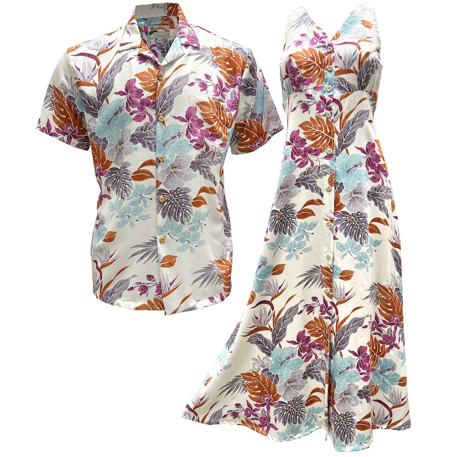 matching aloha shirts and dresses Hawaii Family Off Shoulder Maxi Dress Hawaiian Shirt Plumeria Vintage Violet If you want more fitted design Matching Outfits made in Hawaii