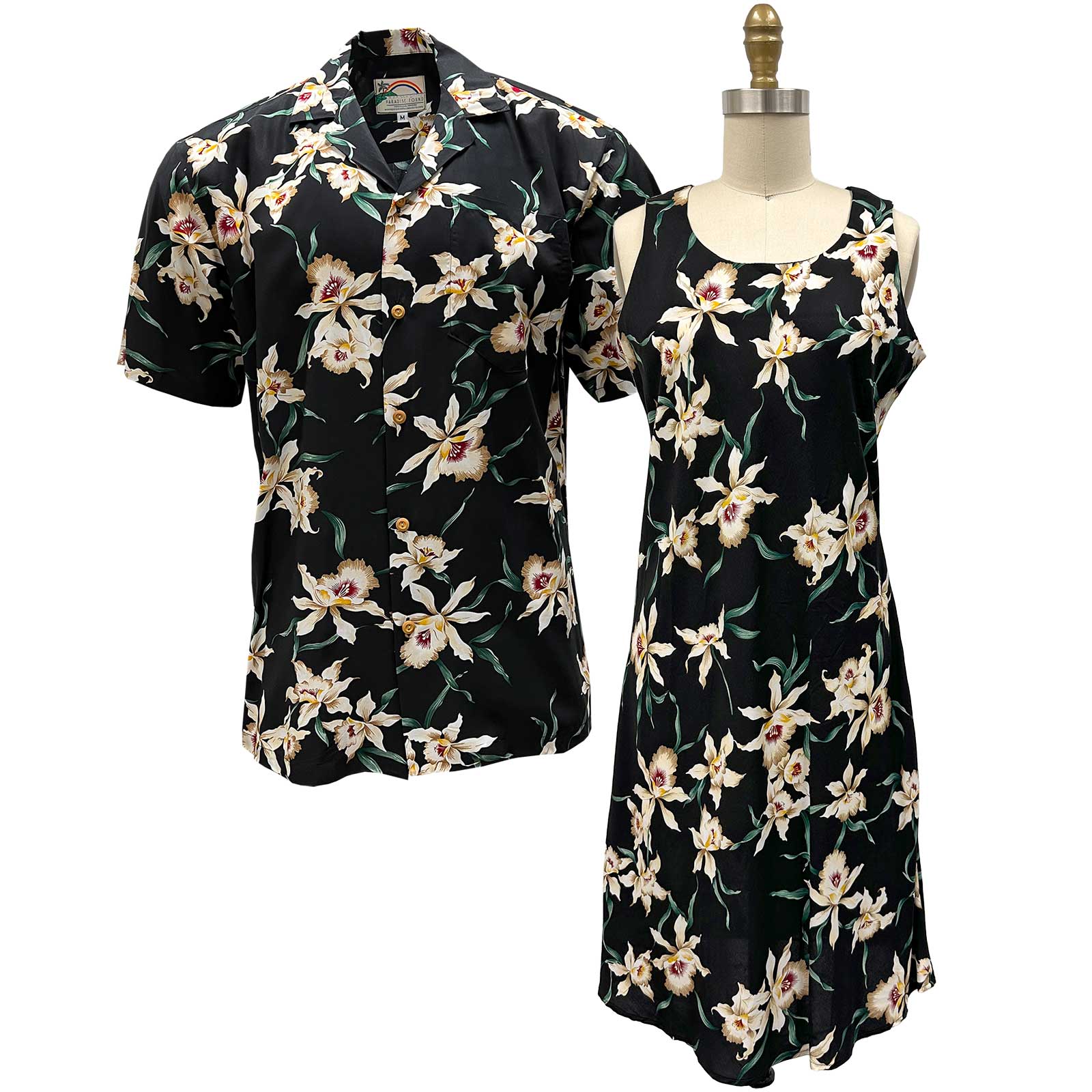 Star Orchid Black Aloha Hawaiian Shirt - Lelemoon