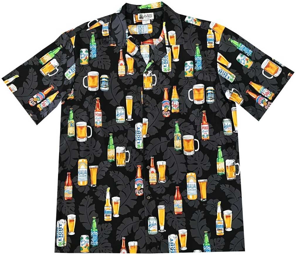 Island Beers Black Hawaiian Shirt