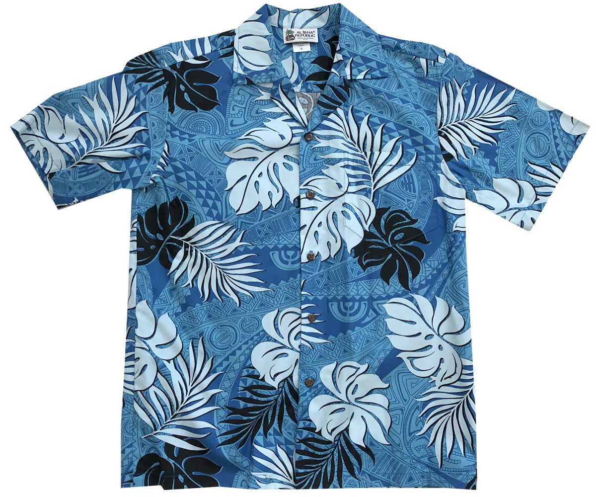 Aloha Polynesia Blue Hawaiian Shirt
