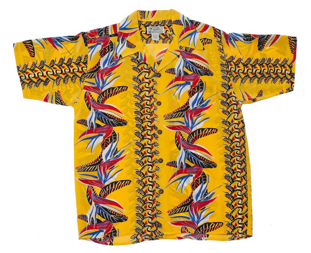 Retro Bird of Paradise Yellow Hawaiian Shirt