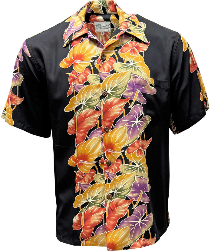 Retro Anthurium Panel - Midnight Hawaiian Shirt