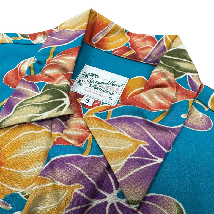 Retro Anthurium Panel - Lagoon Hawaiian Shirt