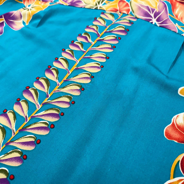 Retro Anthurium Panel - Lagoon Hawaiian Shirt