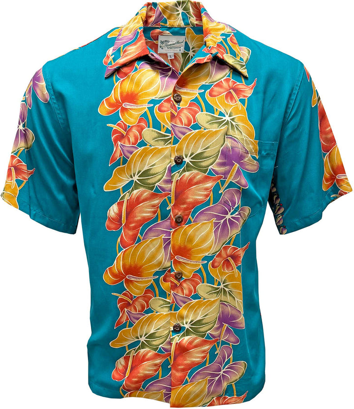 Retro Anthurium Panel - Lagoon Hawaiian Shirt