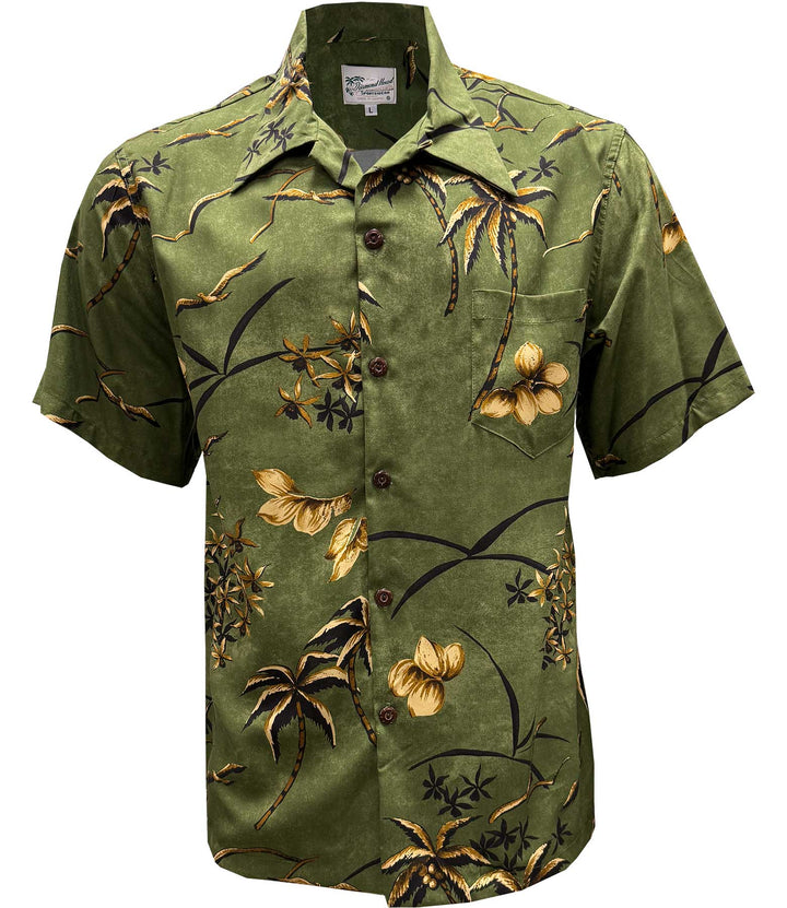 Retro Oasis Palms - Moss Hawaiian Shirt