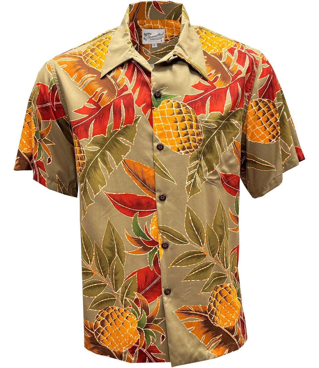 Retro Pineapple - Olive Hawaiian Shirt
