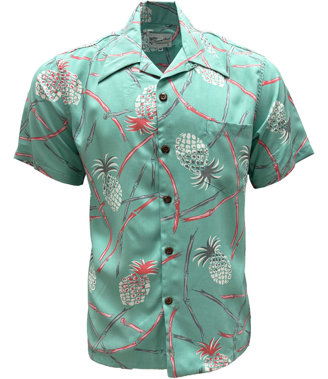 Retro Pineapple Bamboo - Sea Foam Hawaiian Shirt