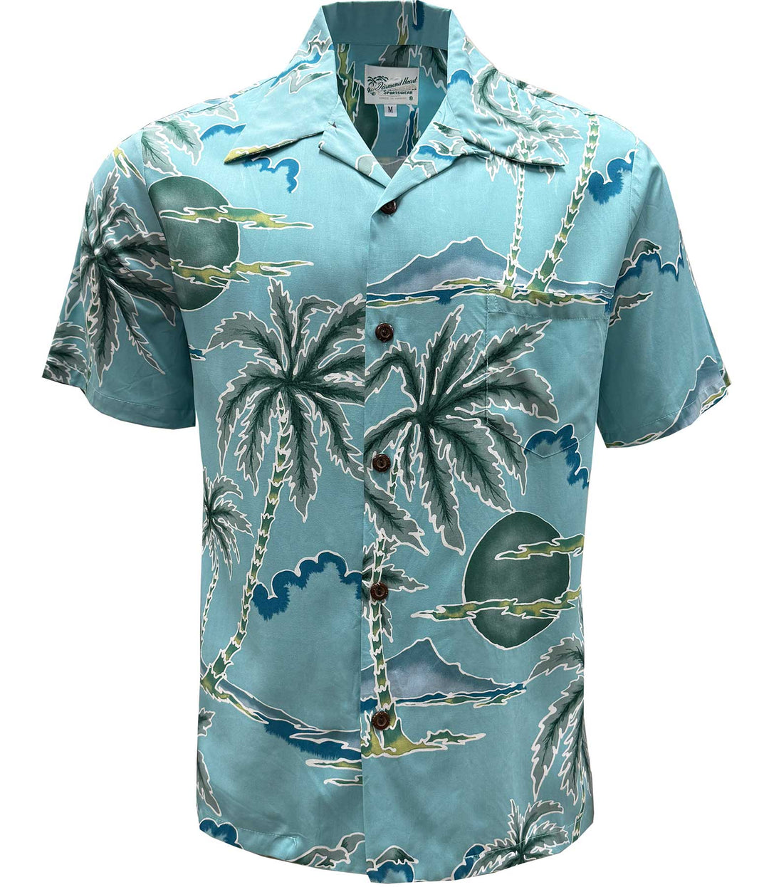 Retro Scenic Palm - Aqua Hawaiian Shirt
