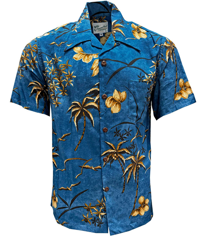Retro Oasis Palms - Cool Water Hawaiian Shirt