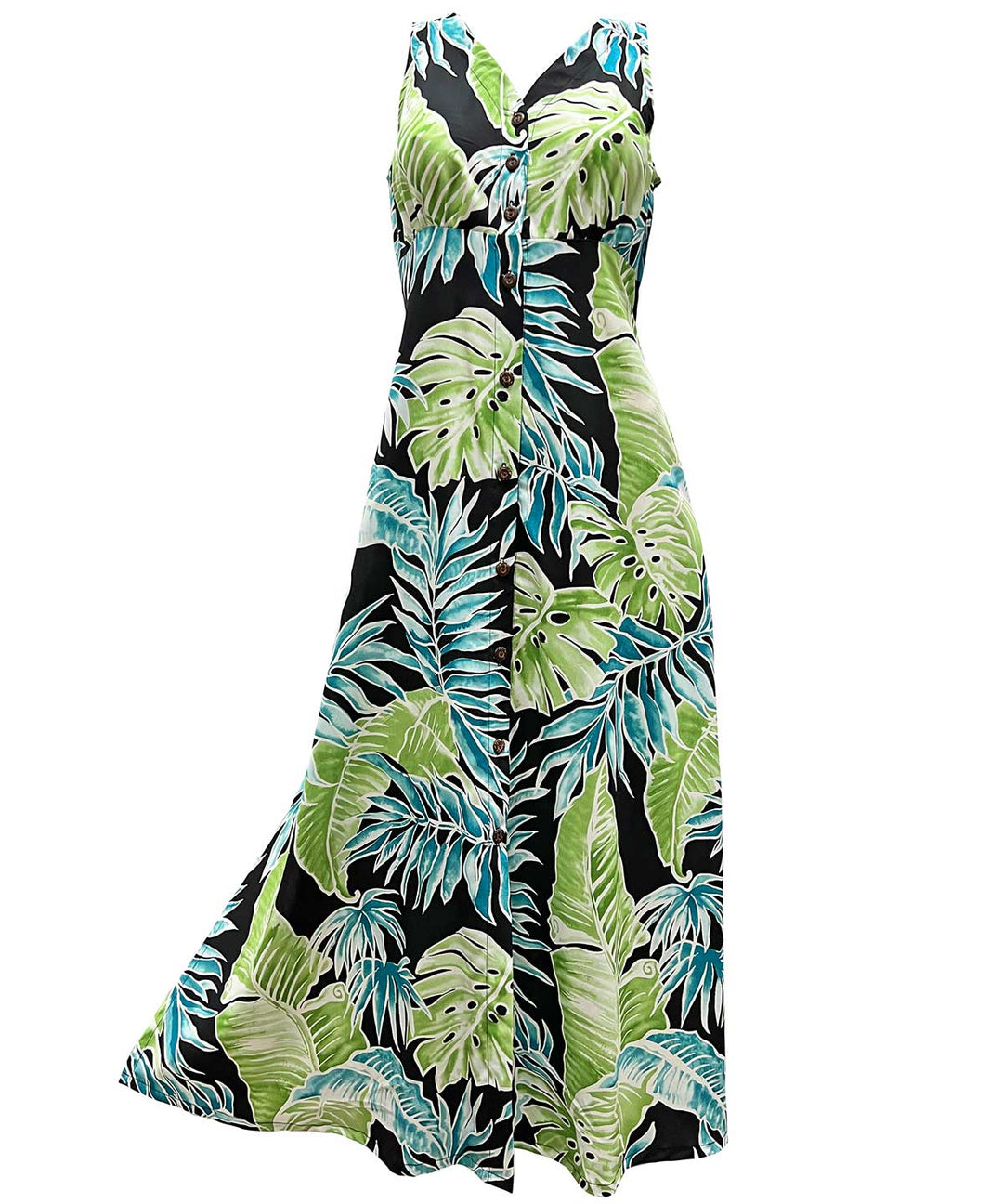 Cabana Palms Black Button Front Tank Dress