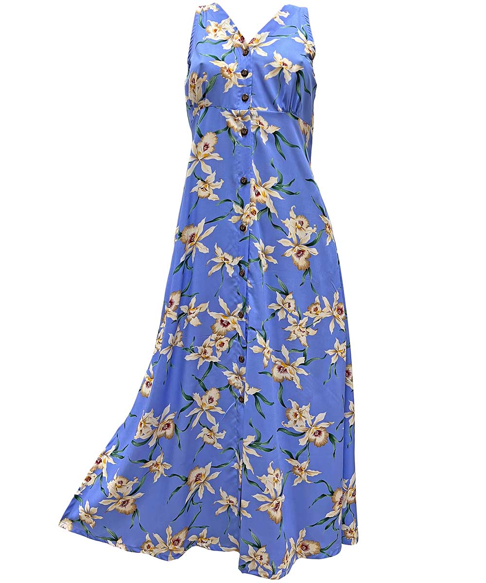 Star Orchid Periwinkle Button Front Tank Dress