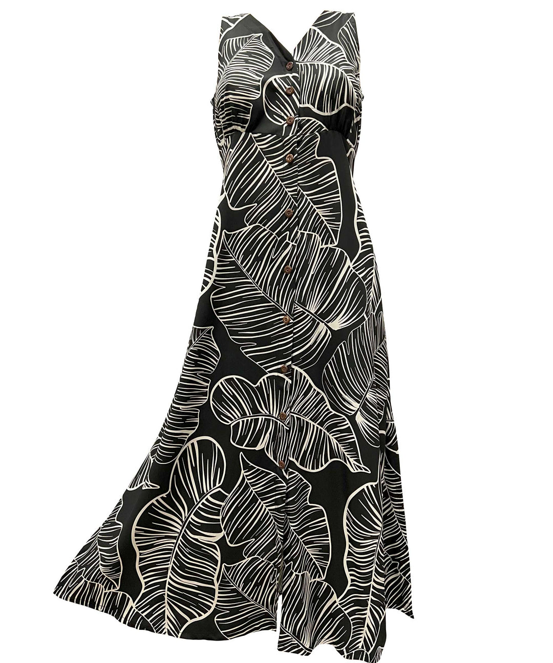 Taro Leaf Midnight Button Front Tank Dress