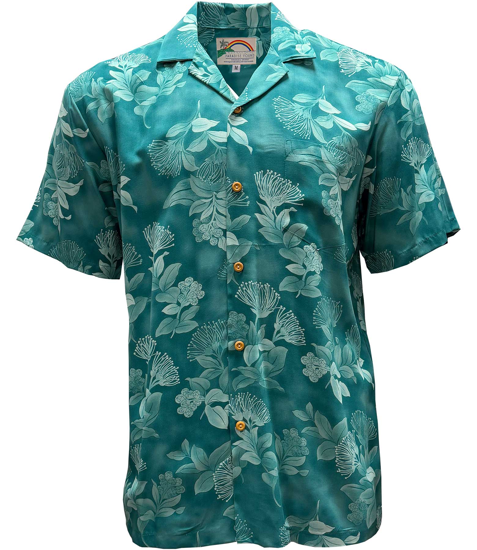 Paradise Found Ohia Hawaiian Shirt - Island Teal | AlohaFunWear.com