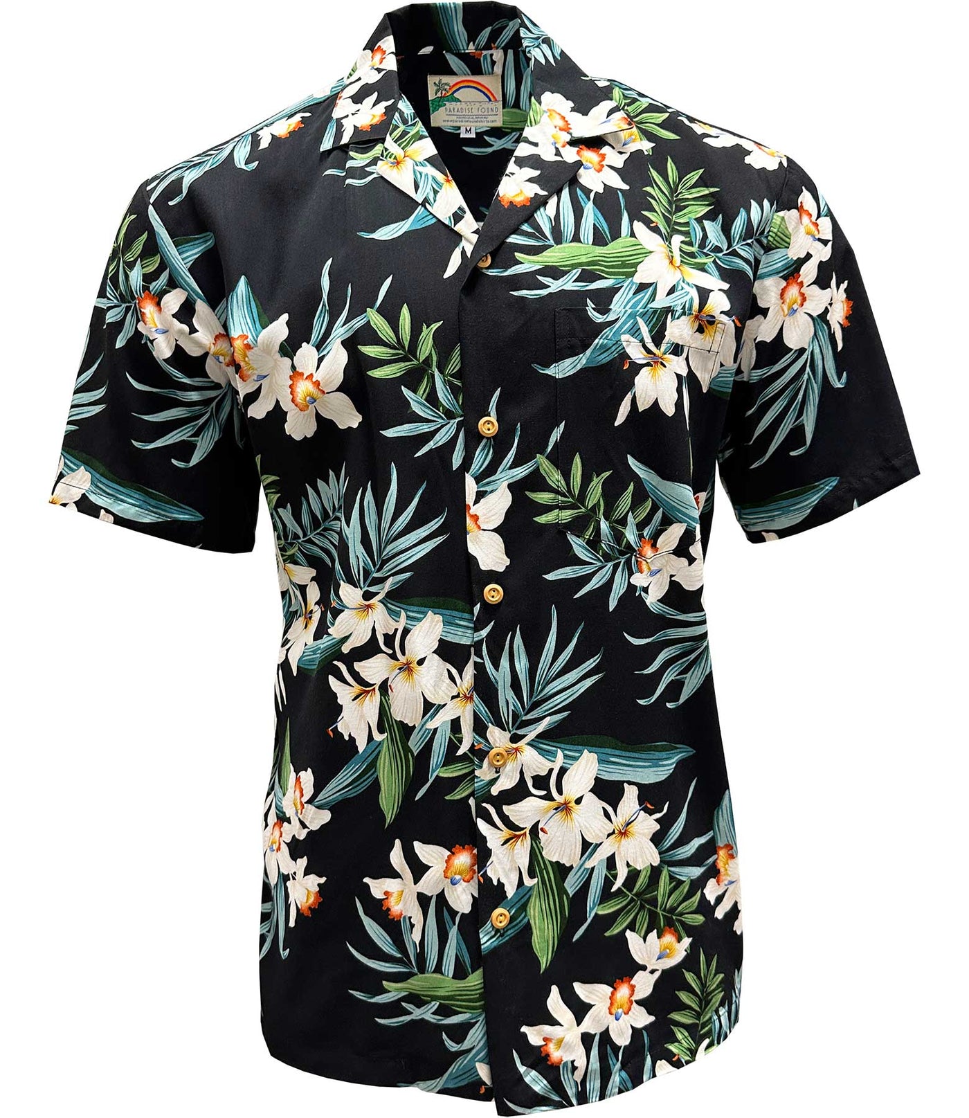 Ginger Orchid Black Hawaiian Shirt