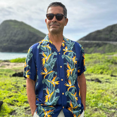 Paradise Panel Navy Hawaiian Shirt