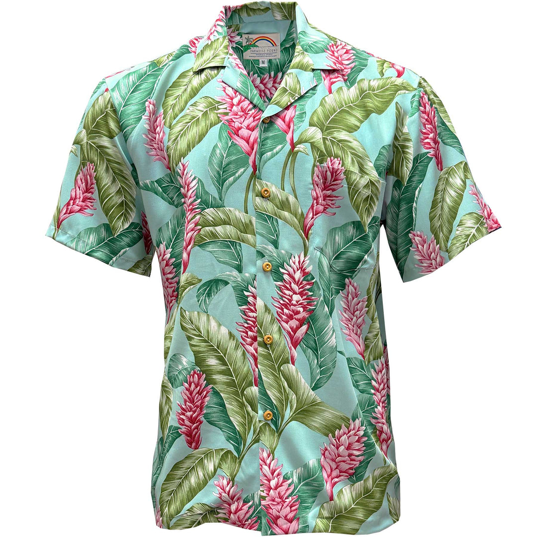 Red Ginger Hawaiian Shirt - Aqua