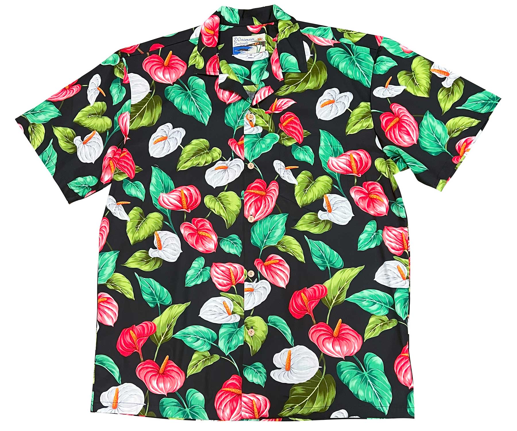 anthurium hawaiian shirt Waimea Casuals - Anthurium Garden - Black - Men's Hawaiian Shirts