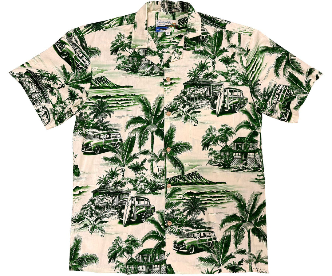 Paradise Woodie Green Hawaiian Shirt