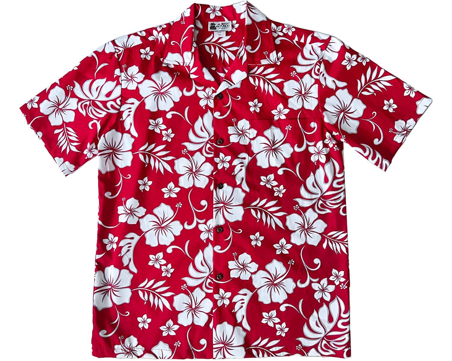 Men's Hawaiian Shirt Aloha Shirt S Hibiscus Red 