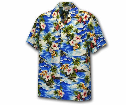 Boy's Diamond Head Beach Blue Hawaiian Shirt