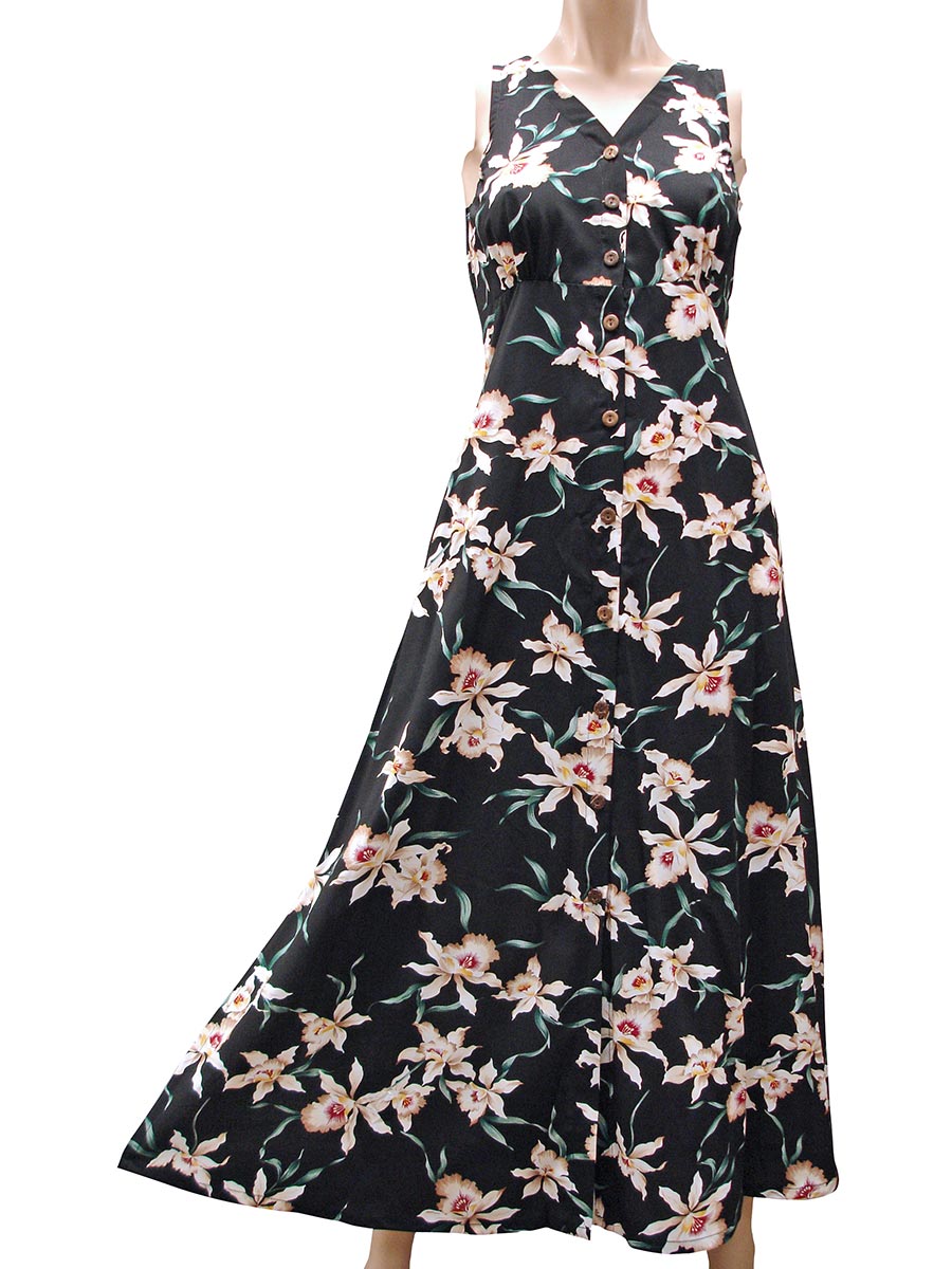 Star Orchid Black Button Front Tank Dress
