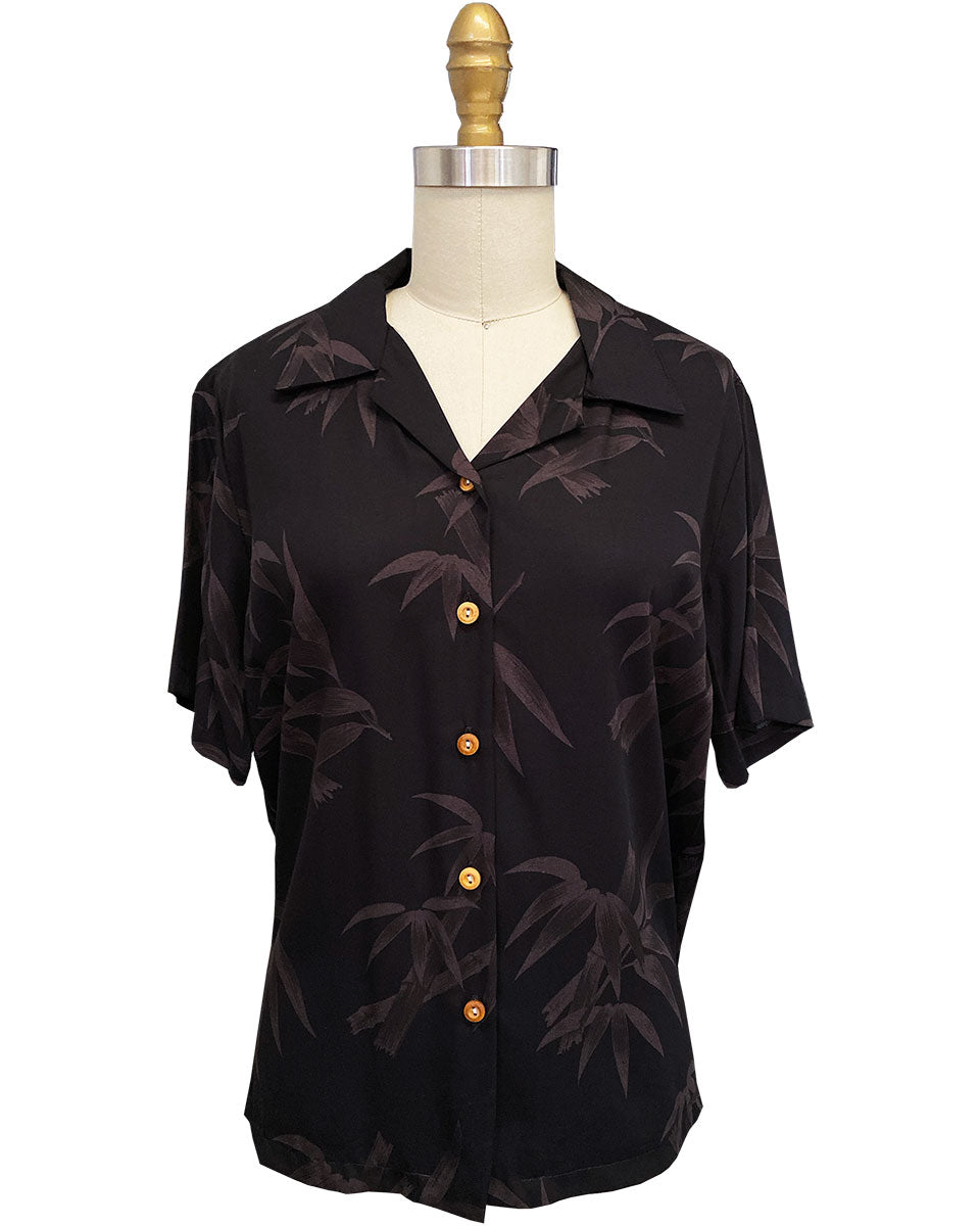 Women's Bamboo Garden Black Camp Shirt