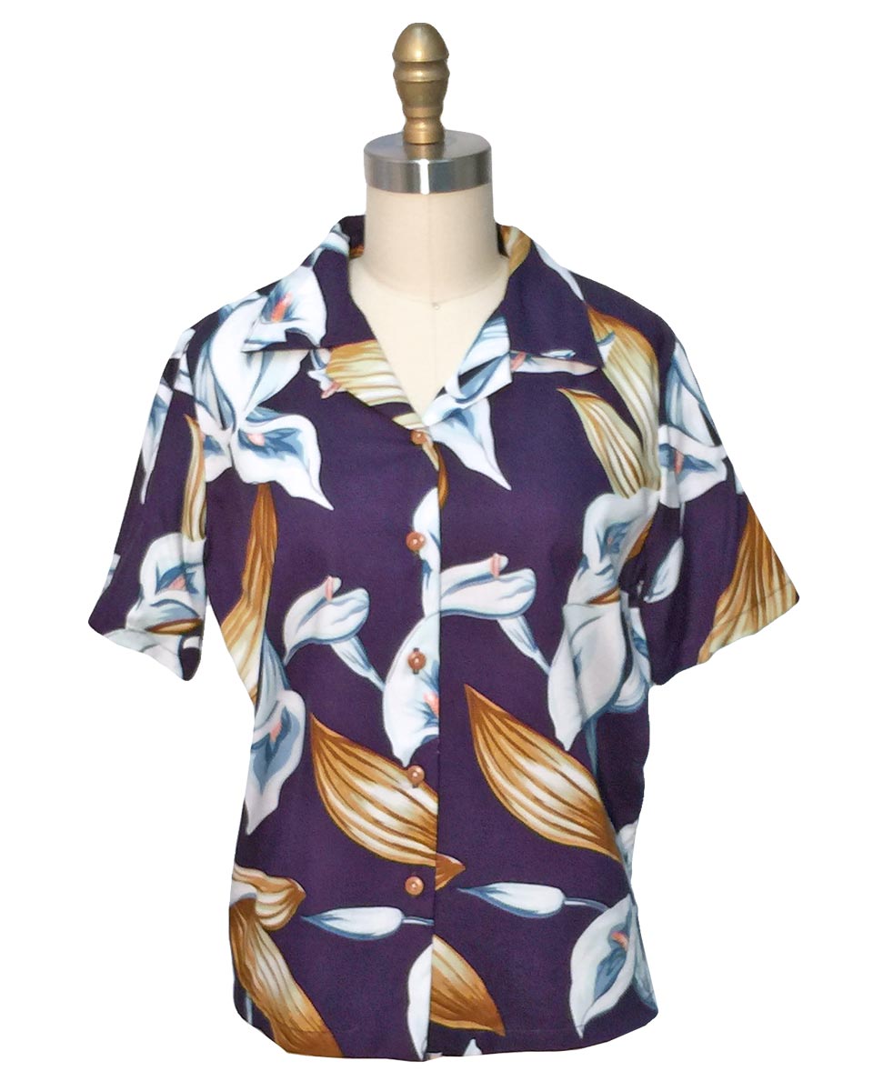 Women's Calla Lily Purple Camp Shirt