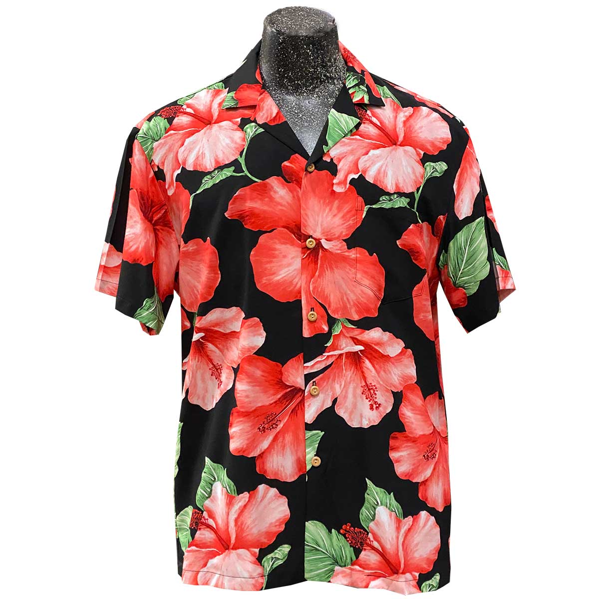 Paradise Found Super Hibiscus Black Hawaiian Shirt Medium