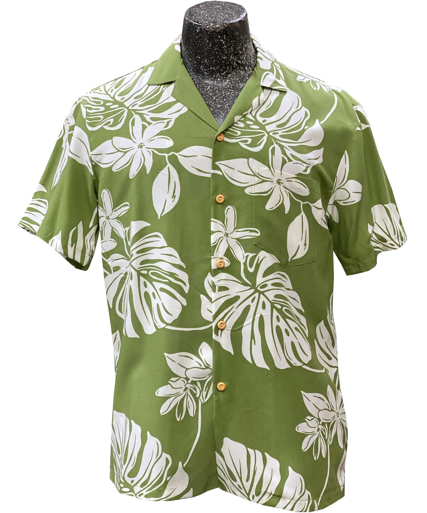 Paradise Found Tiare Fest Green Hawaiian Shirt | AlohaFunWear.com