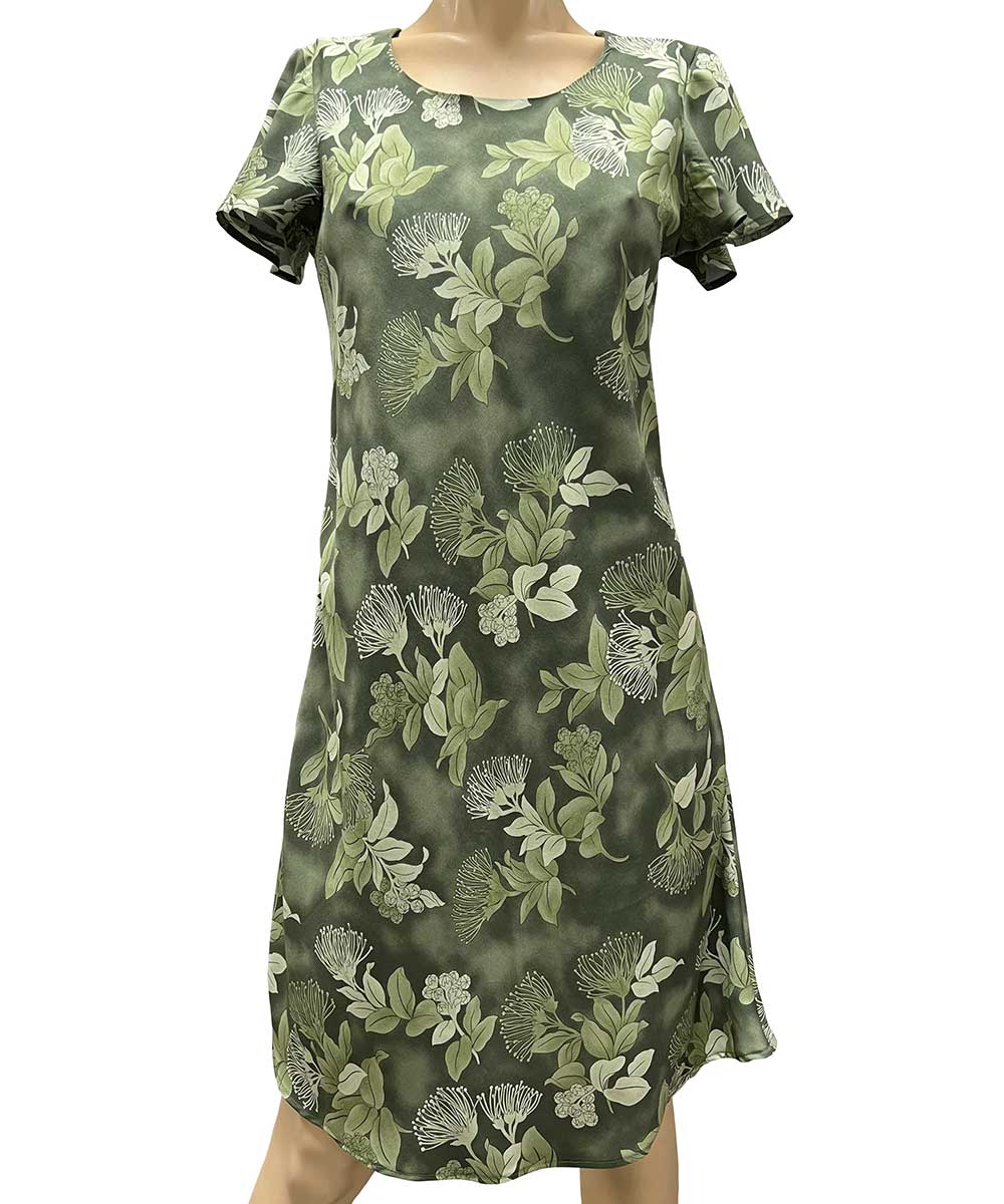 Ohia Sage A-Line Dress with Cap Sleeves AlohaFunWear.com Ohia Sage A-Line Dress with Cap Sleeves AlohaFunWear.com