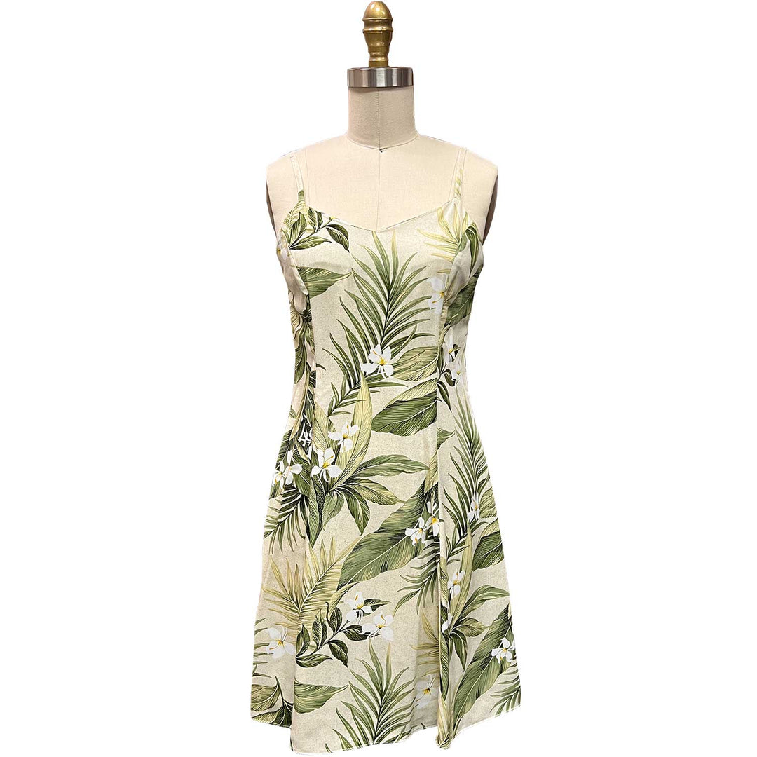 White Ginger Khaki Spaghetti Dress