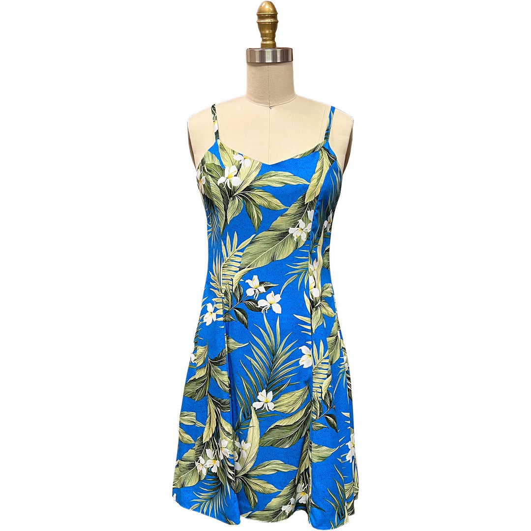White Ginger Blue Spaghetti Dress