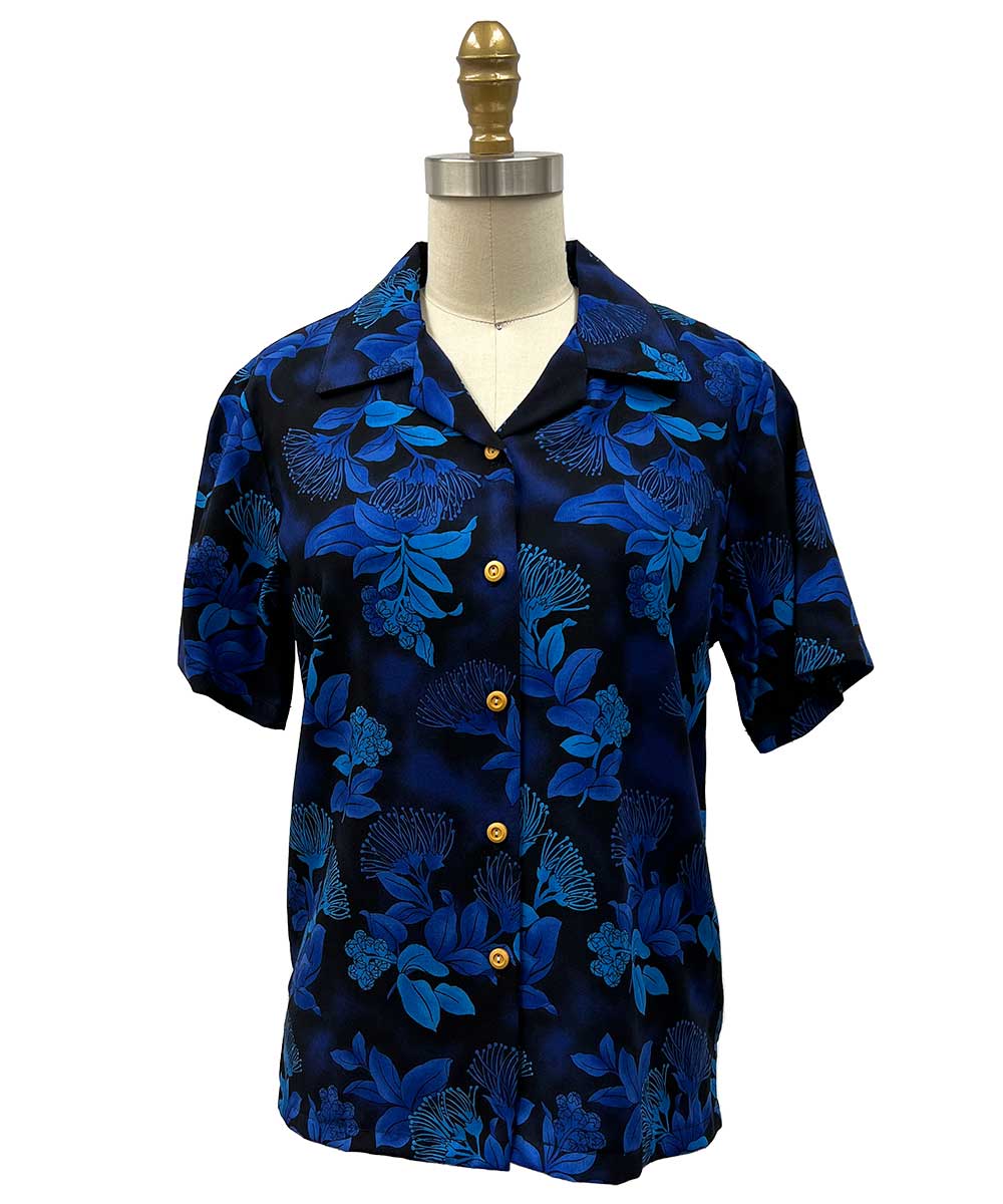 Paradise Found Ohia Navy Hawaiian Shirt