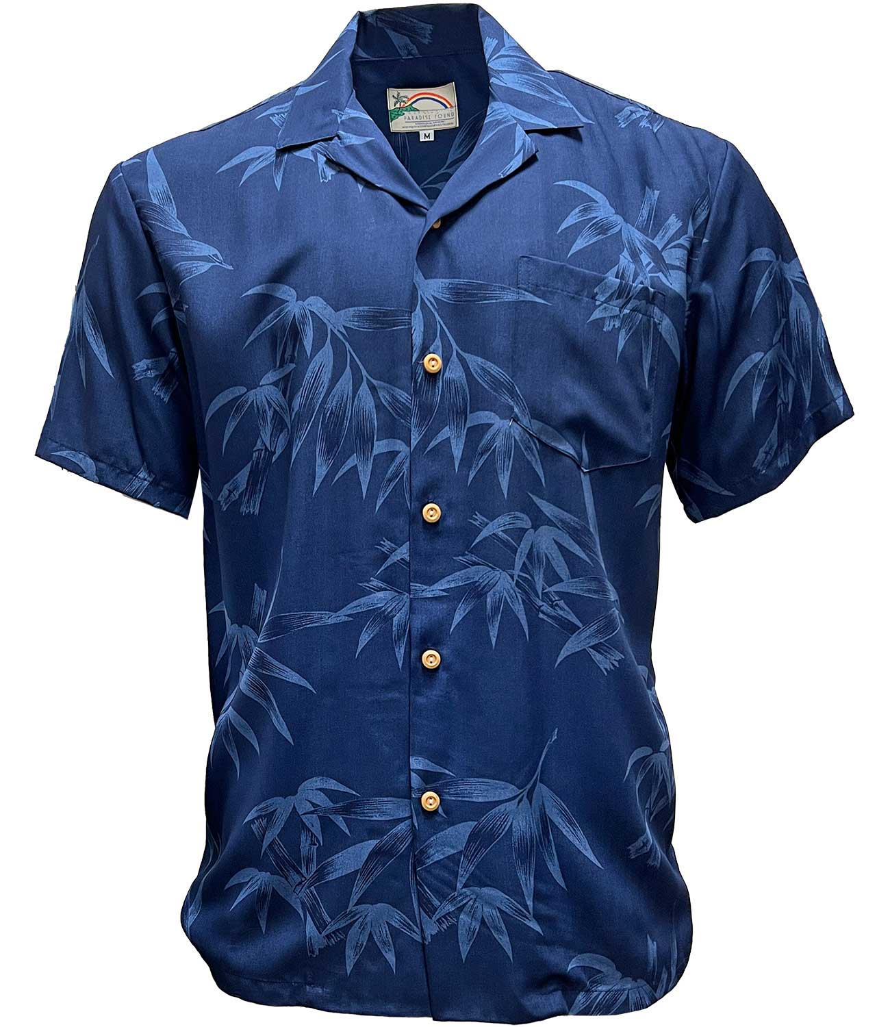 Paradise Found Bamboo Garden Navy Hawaiian Shirt | AlohaFunWear.com