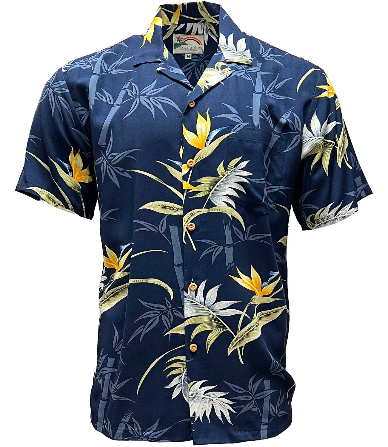 Paradise Found Bamboo Paradise Navy Hawaiian Shirt | AlohaFunWear.com