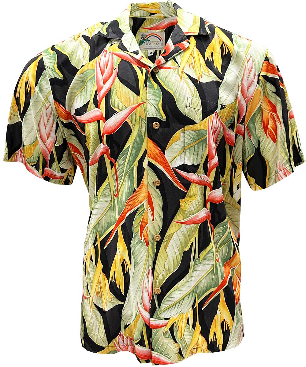 Heliconia Heaven Black Hawaiian Shirt