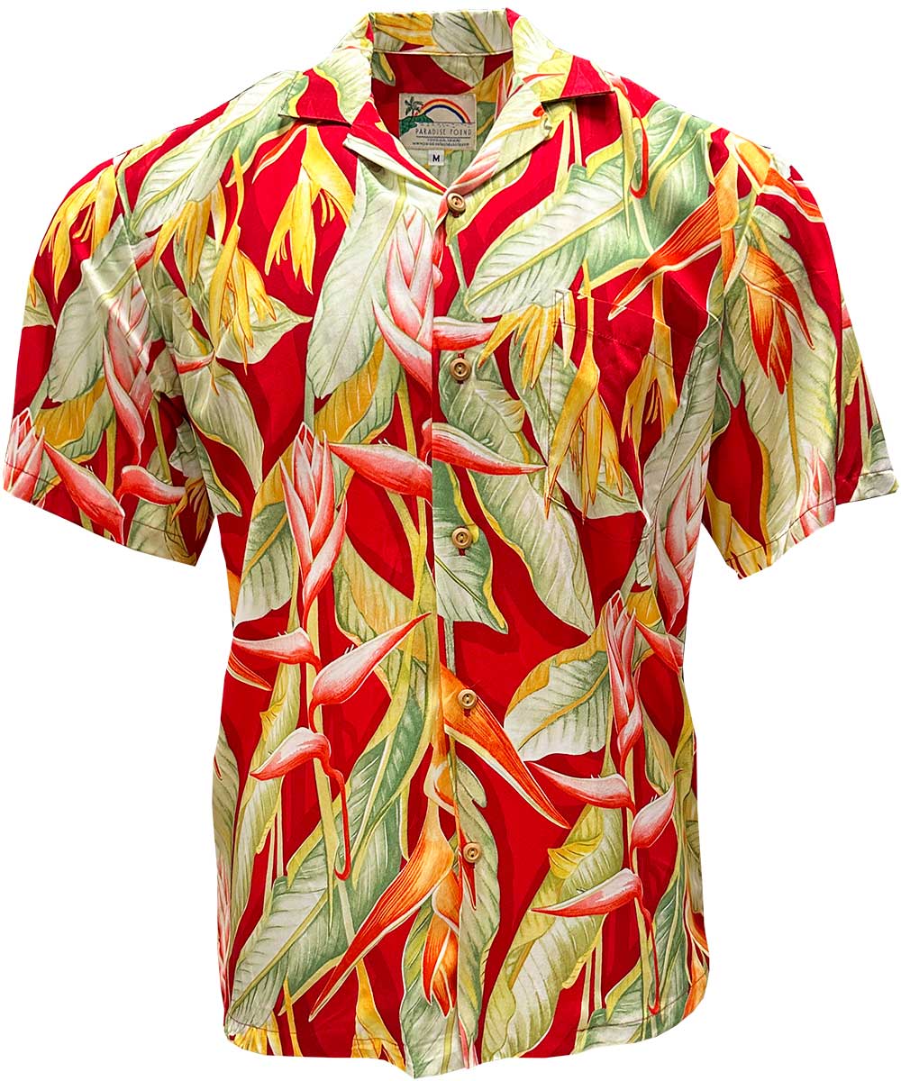 Paradise Found White Ginger Red Hawaiian Shirt X-Large