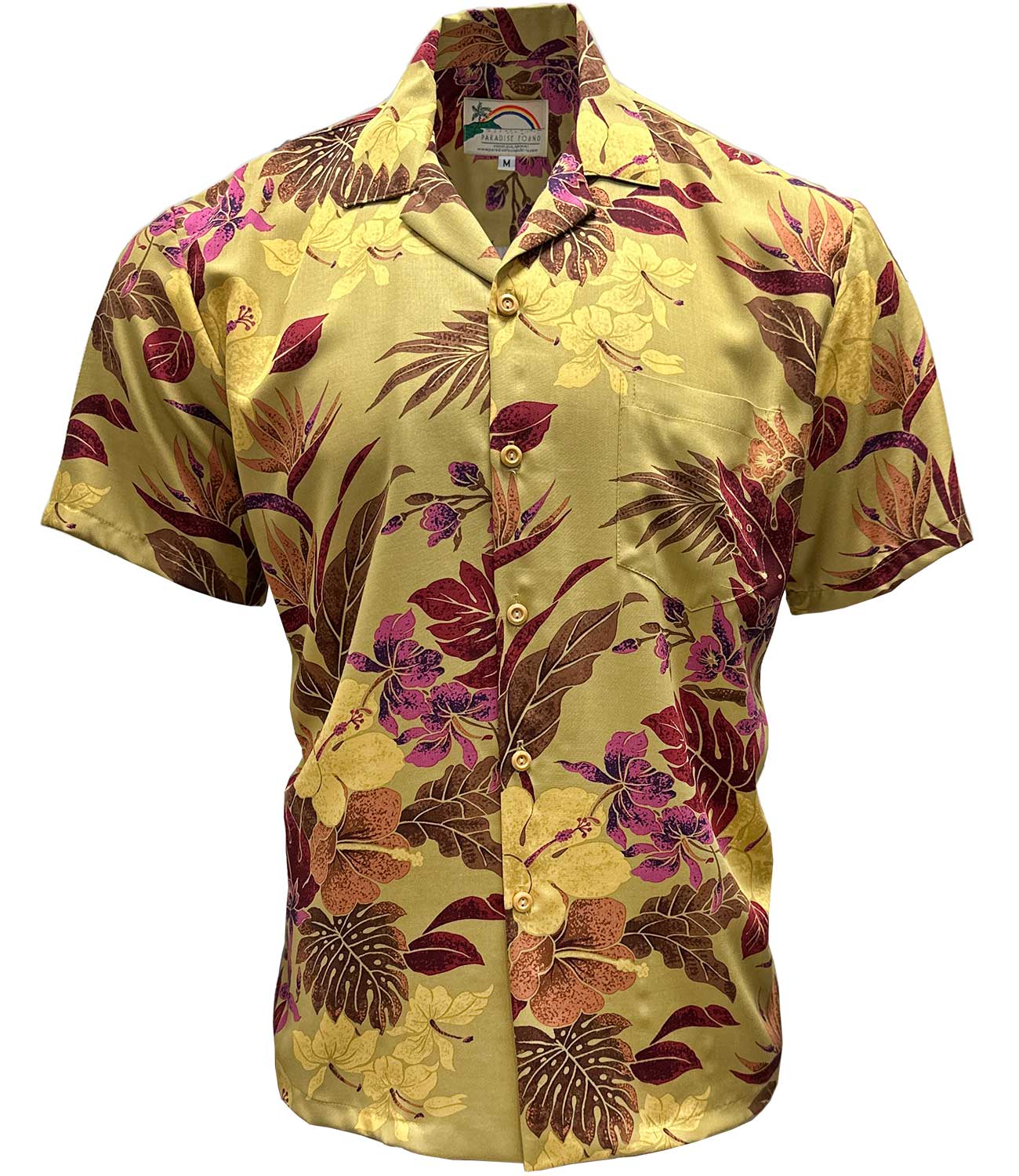 Paradise Found Hilo Gold Hawaiian Shirt | AlohaFunWear.com