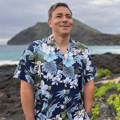 Hilo Navy Hawaiian Shirt