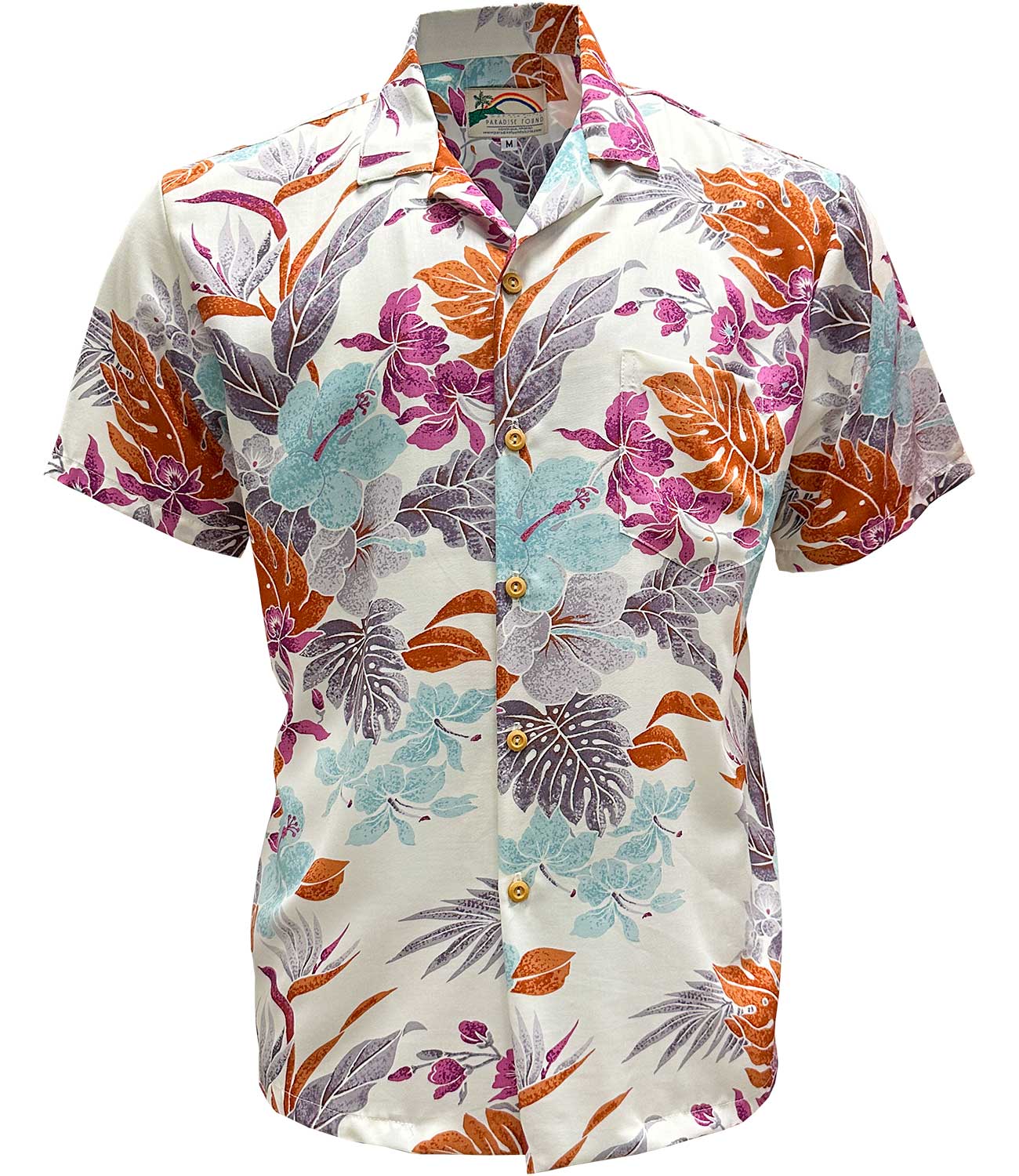 Paradise Found Hilo White Hawaiian Shirt | AlohaFunWear.com