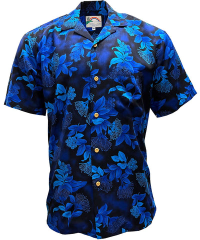 Paradise Found Ohia Navy Hawaiian Shirt | AlohaFunWear.com