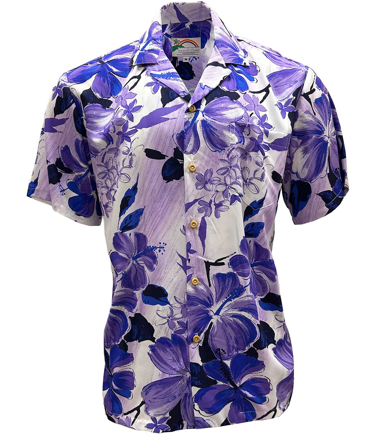Paradise Found Watercolor Hibiscus Purple Hawaiian Shirt