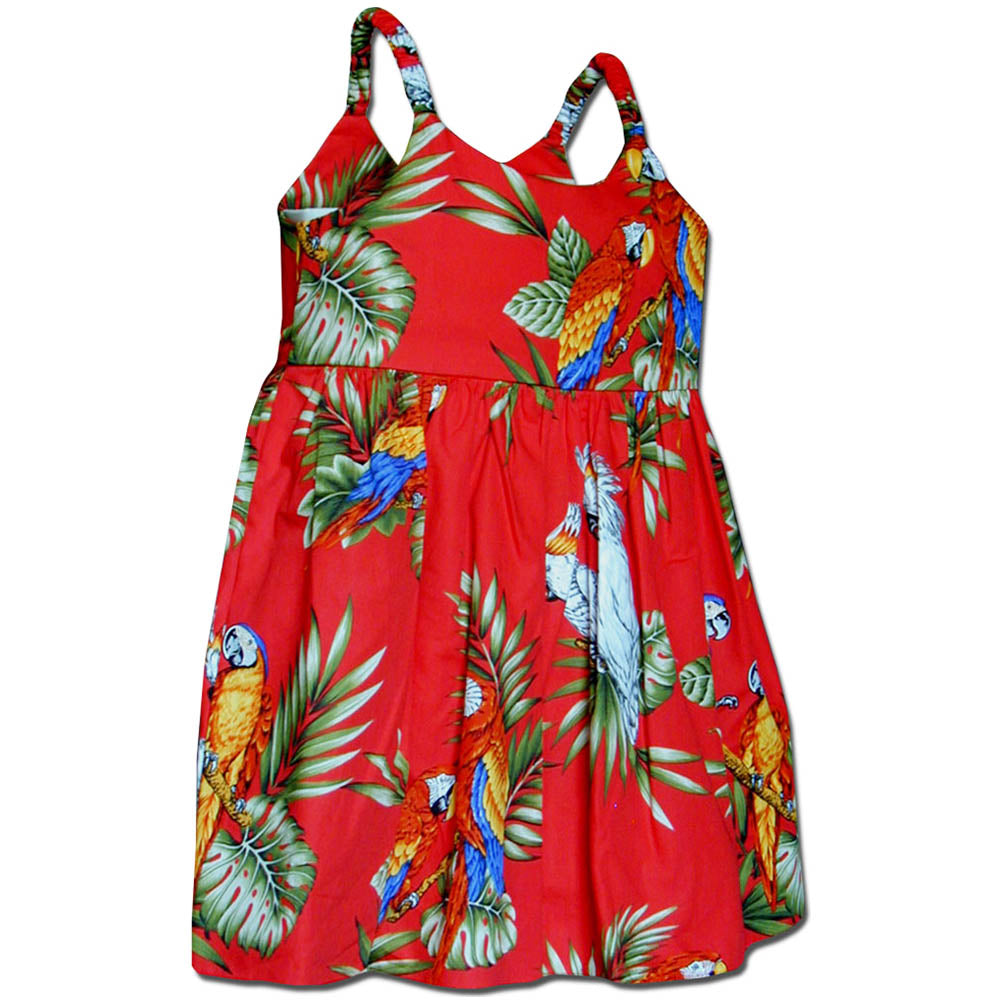 Parrots Red Girl's Bungee Dress
