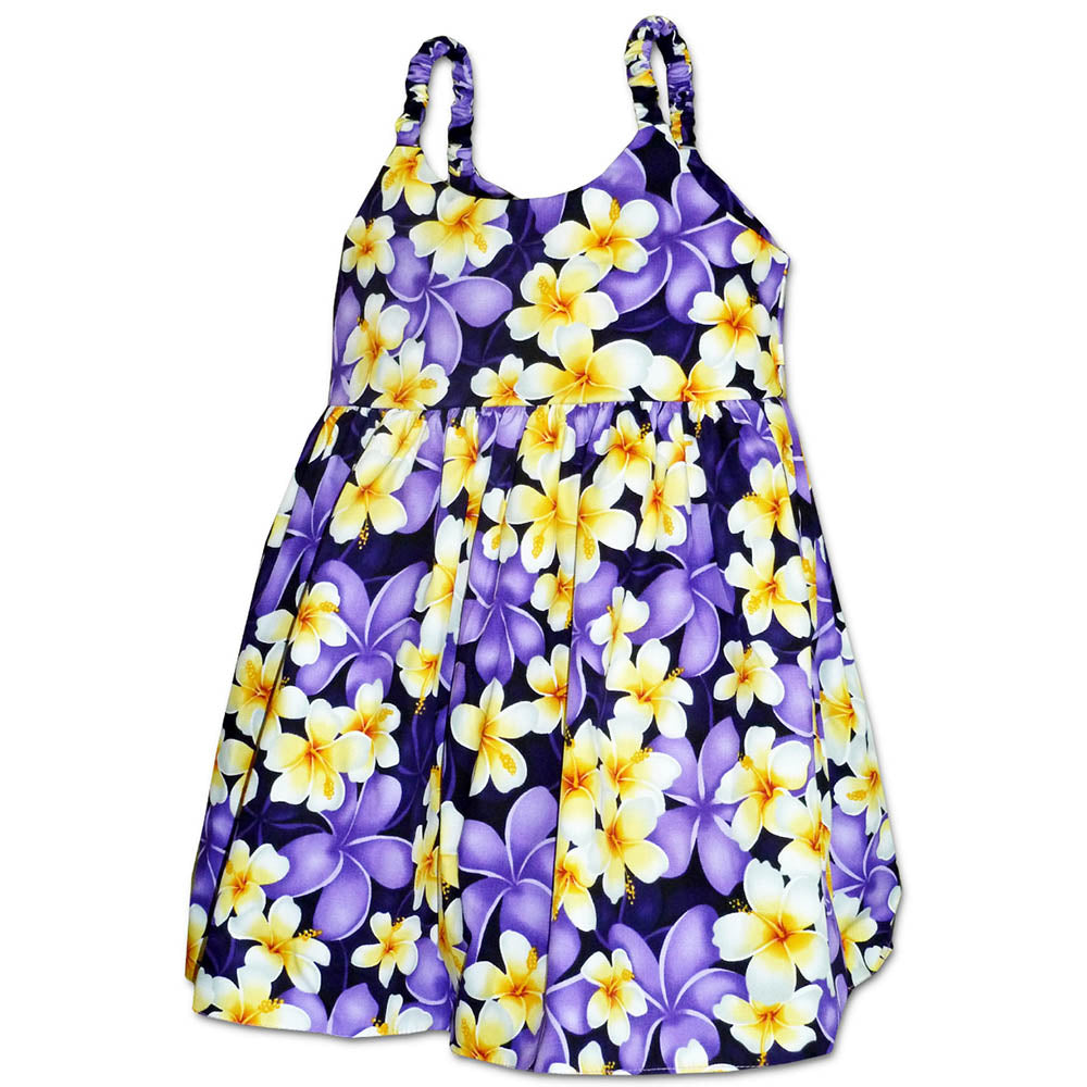 purple hawaiian dress Plumeria Time Purple Girl's Bungee Dress