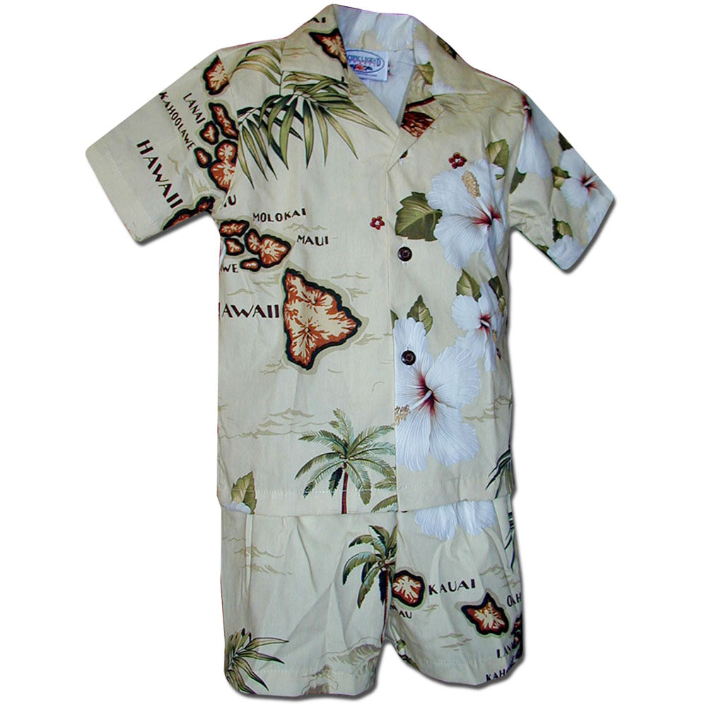 Pacific Legend Dolphin Day Boy's Hawaiian Shirt and Shorts 4T