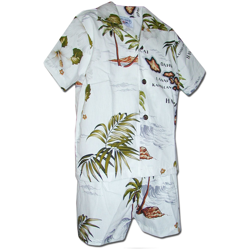 Pacific Legend Dolphin Day Boy's Hawaiian Shirt and Shorts 4T