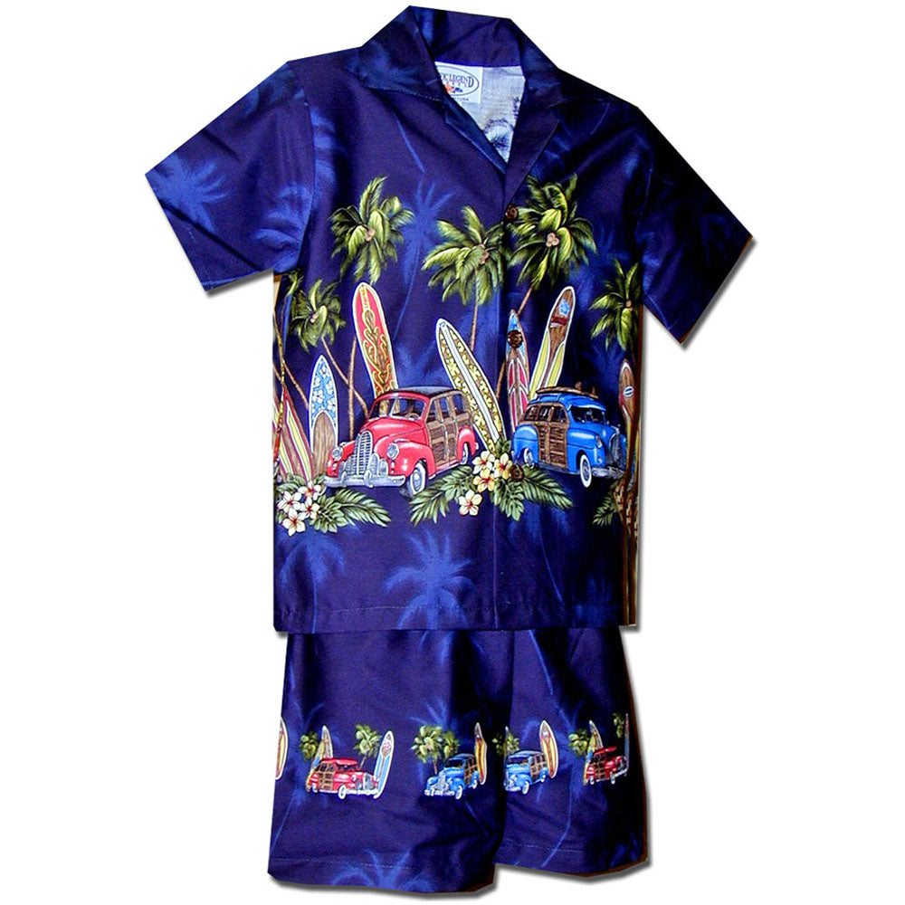 Hawaiian Woodies Navy Boy's Cabana Set